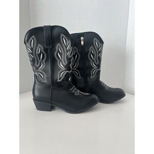 Laurmosa Girls Black Cowboy Boots Size 3